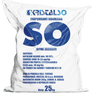 Evaporated fine table salt 25kg